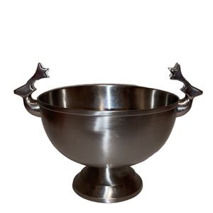Vintage MCM Mid Century Modern Danish Style Stainless Steel Bowl with Deer Heads